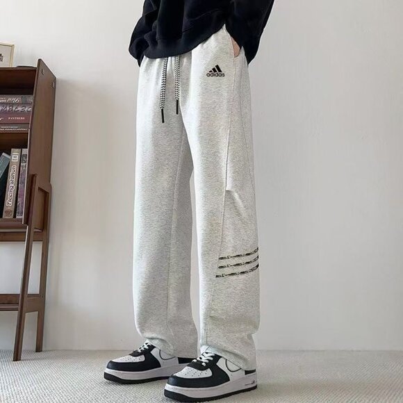 Adidas Light Grey Drawstring Waist Loose Fit Harem Pants Size L Unisex